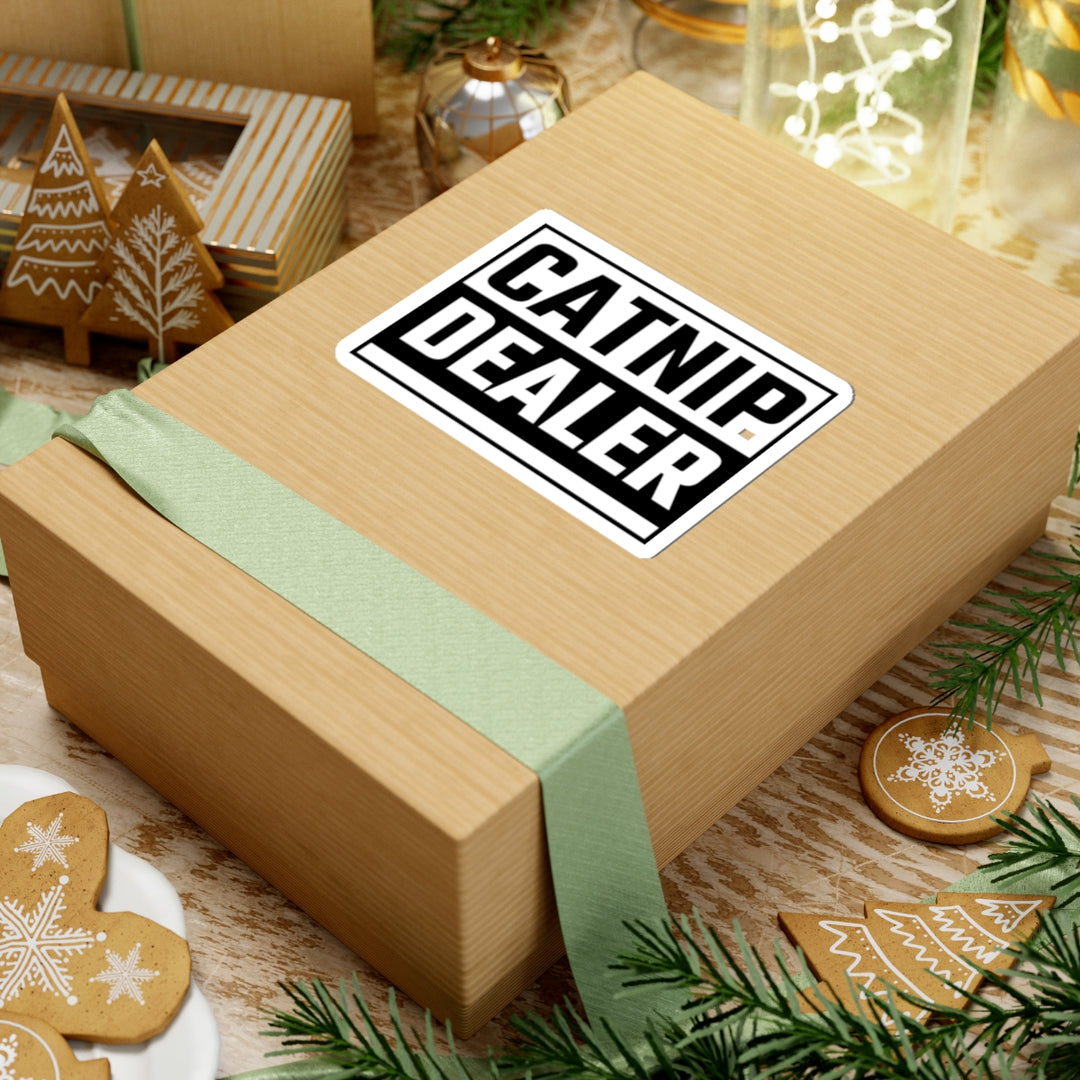 Catnip Dealer Kiss-Cut Stickers - Perfect for Cat Lovers, Laptop Decals, Pet Accents, Gifts for Cat Owners, and Humor Decor