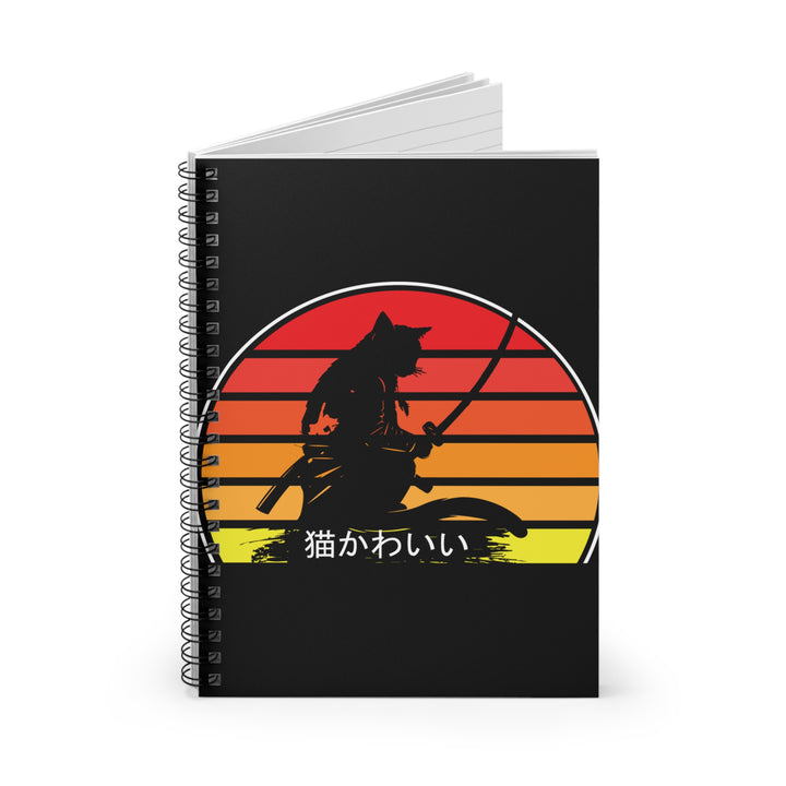 Cat Samurai Spiral Notebook - Creative Writing, Journaling, Gifts for Cat Lovers, School Supplies, Kawaii Stationery, Unique Art Notebook