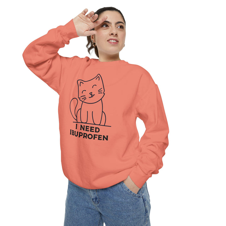 Cat-Themed Sweatshirt Featuring a Playful and Adorable Ghost Cat Holding a Candy Basket Cozy Gift for Cat Lovers Cute Animal Sweatshirt Funny Pet Apparel
