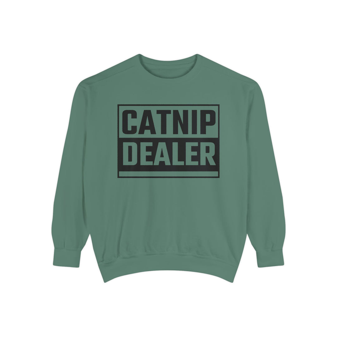 Catnip Dealer Sweatshirt Featuring a Bold and Humorous Black and White Typographic Design for Cat Lovers and Pet Owners Perfect Gift for Cat Parents Unisex Sweater for Every Season