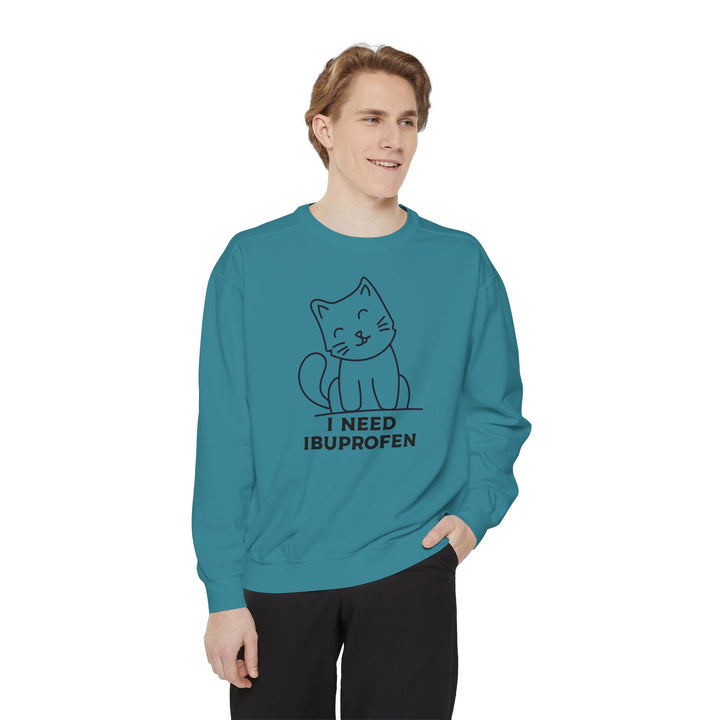 Cat-Themed Sweatshirt Featuring a Playful and Adorable Ghost Cat Holding a Candy Basket Cozy Gift for Cat Lovers Cute Animal Sweatshirt Funny Pet Apparel