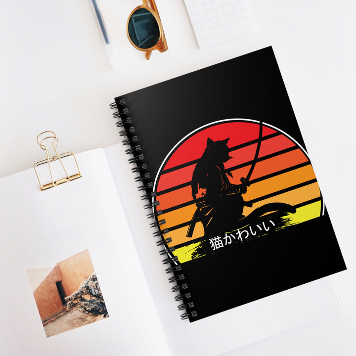 Cat Samurai Spiral Notebook - Creative Writing, Journaling, Gifts for Cat Lovers, School Supplies, Kawaii Stationery, Unique Art Notebook