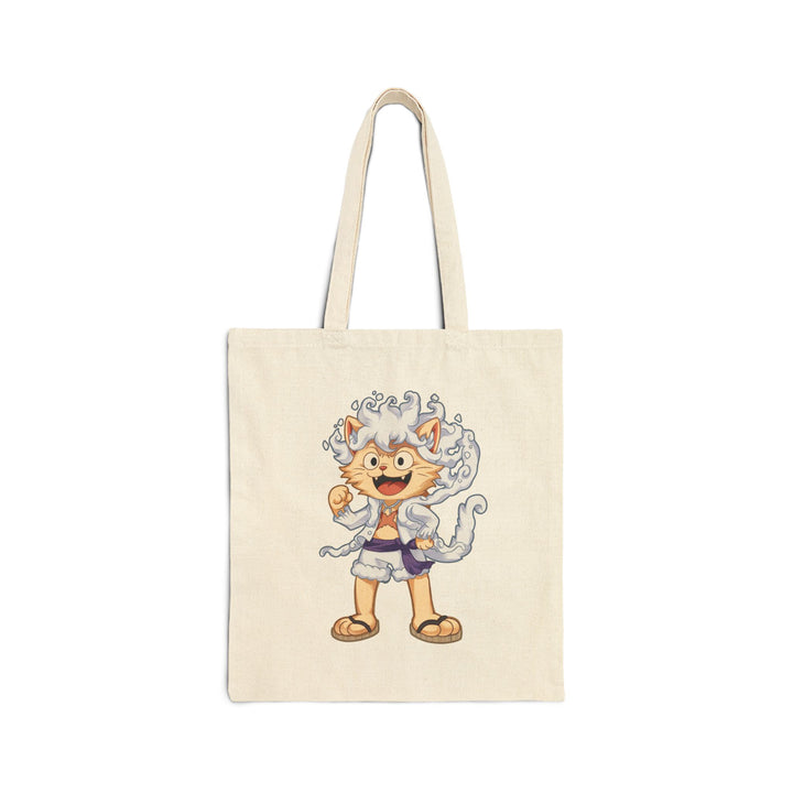 Cute Cat Character Cotton Canvas Tote Bag, Eco-Friendly Shopping Bag, Fun Animal Design Tote, Gift for Cat Lovers, Reusable Grocery Bag