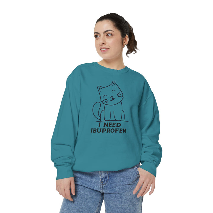 Cat-Themed Sweatshirt Featuring a Playful and Adorable Ghost Cat Holding a Candy Basket Cozy Gift for Cat Lovers Cute Animal Sweatshirt Funny Pet Apparel