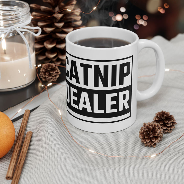 Catnip Dealer Ceramic Mug - Fun Gift for Cat Lovers, Perfect for Birthdays, Animal Enthusiasts, Home & Office Decor, Funny Coffee Cup