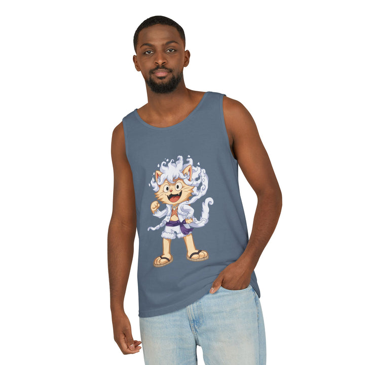 Whimsical Cat Tank Top, Unisex Funny Summer Shirt, Lightweight Graphic Top, Gift for Cat Lovers, Perfect for Beach Days, Casual Comfort Wear