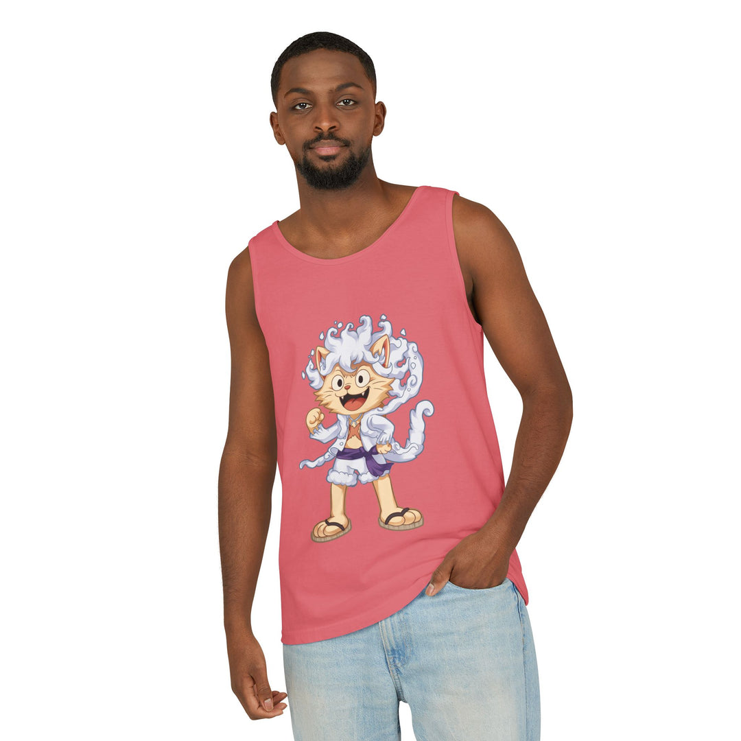 Whimsical Cat Tank Top, Unisex Funny Summer Shirt, Lightweight Graphic Top, Gift for Cat Lovers, Perfect for Beach Days, Casual Comfort Wear