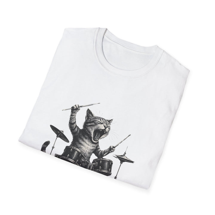 Groovy Cat Drummer Unisex Softstyle T-Shirt