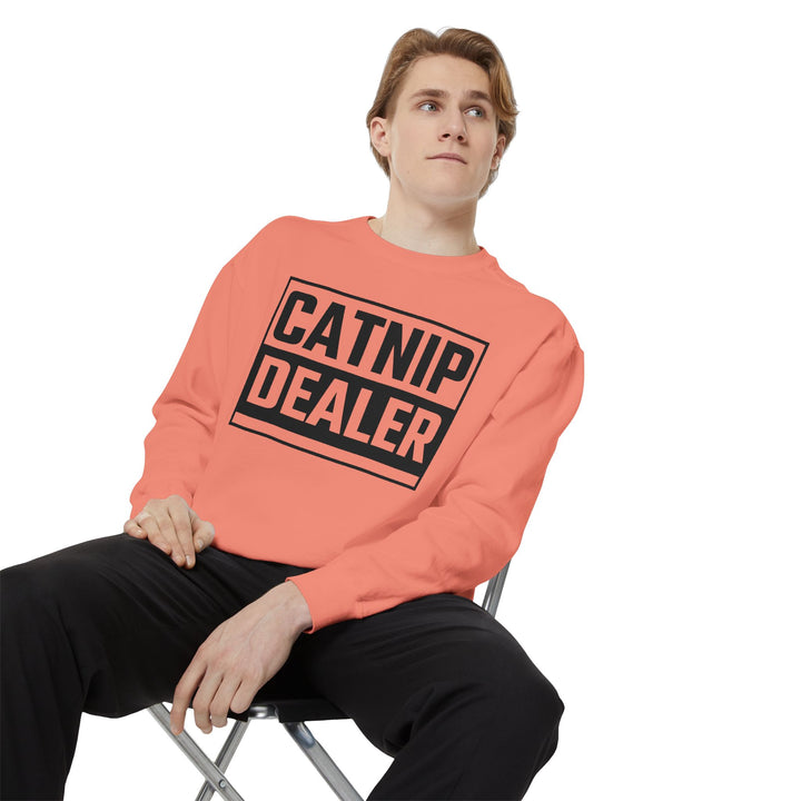 Catnip Dealer Sweatshirt Featuring a Bold and Humorous Black and White Typographic Design for Cat Lovers and Pet Owners Perfect Gift for Cat Parents Unisex Sweater for Every Season