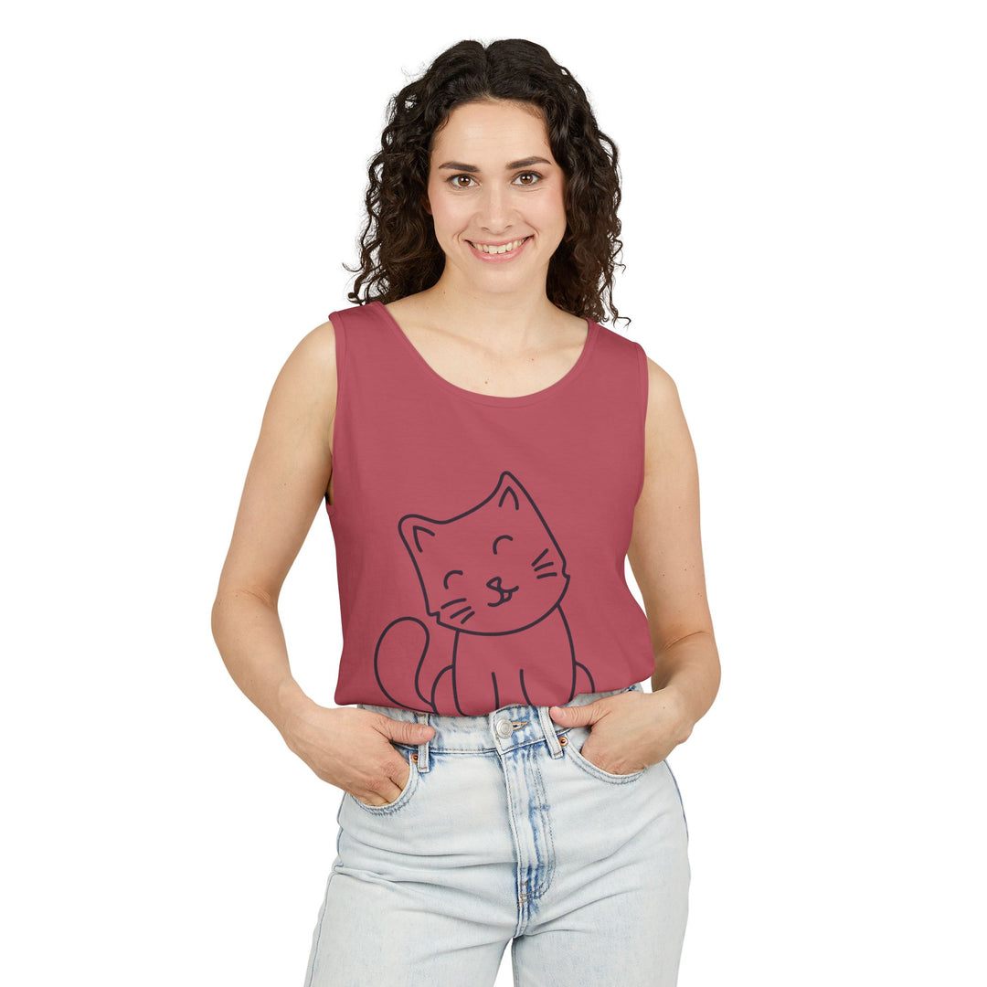 Funny Cat Tank Top, Summer Tee, Gifts for Cat Lovers, Cute Animal Apparel, Relaxing Casual Wear, Women's Funny Shirt