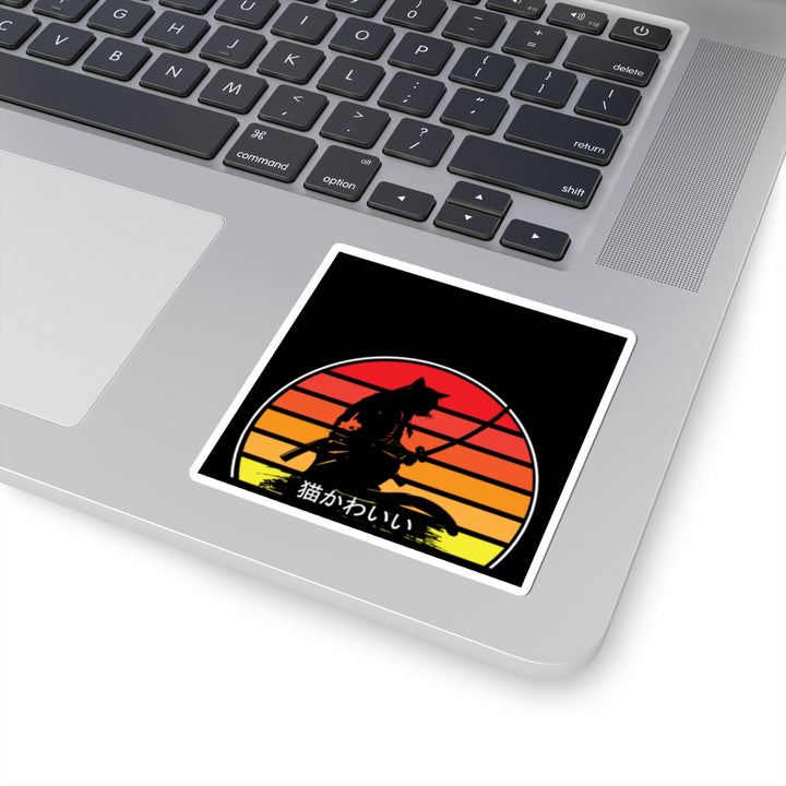 Samurai Cat Sunset Sticker
