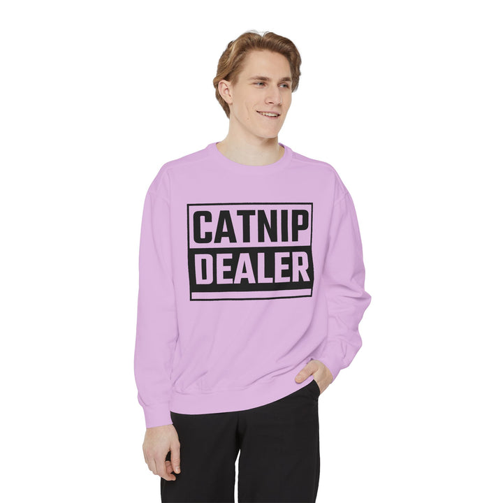 Catnip Dealer Sweatshirt Featuring a Bold and Humorous Black and White Typographic Design for Cat Lovers and Pet Owners Perfect Gift for Cat Parents Unisex Sweater for Every Season