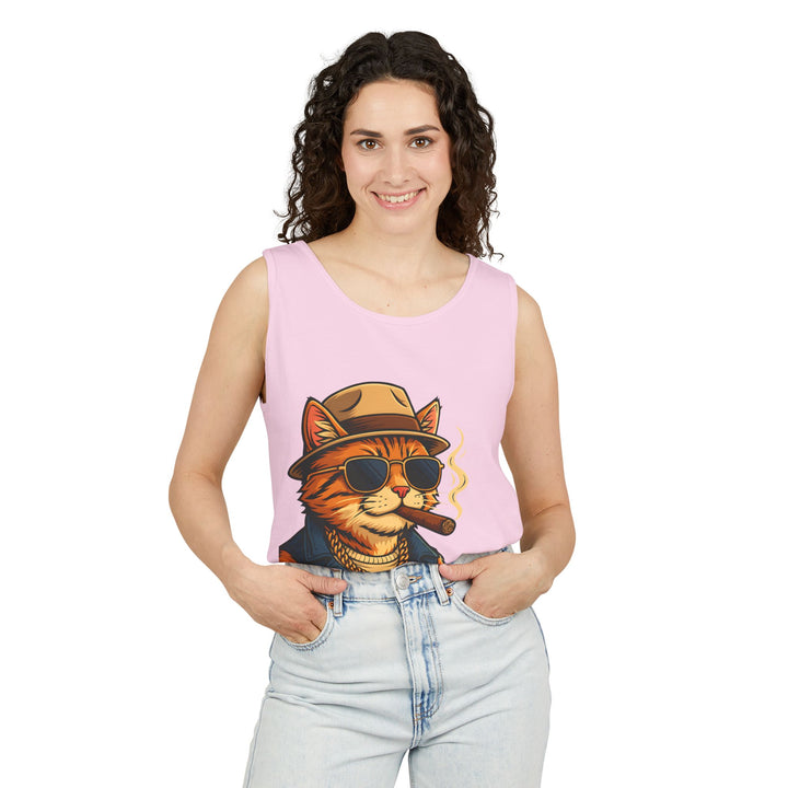 Cool Cat Unisex Tank Top - Funny Cat Graphic Tee, Summer Wear, Gift for Cat Lovers, Beach Party Essential, Casual Streetwear