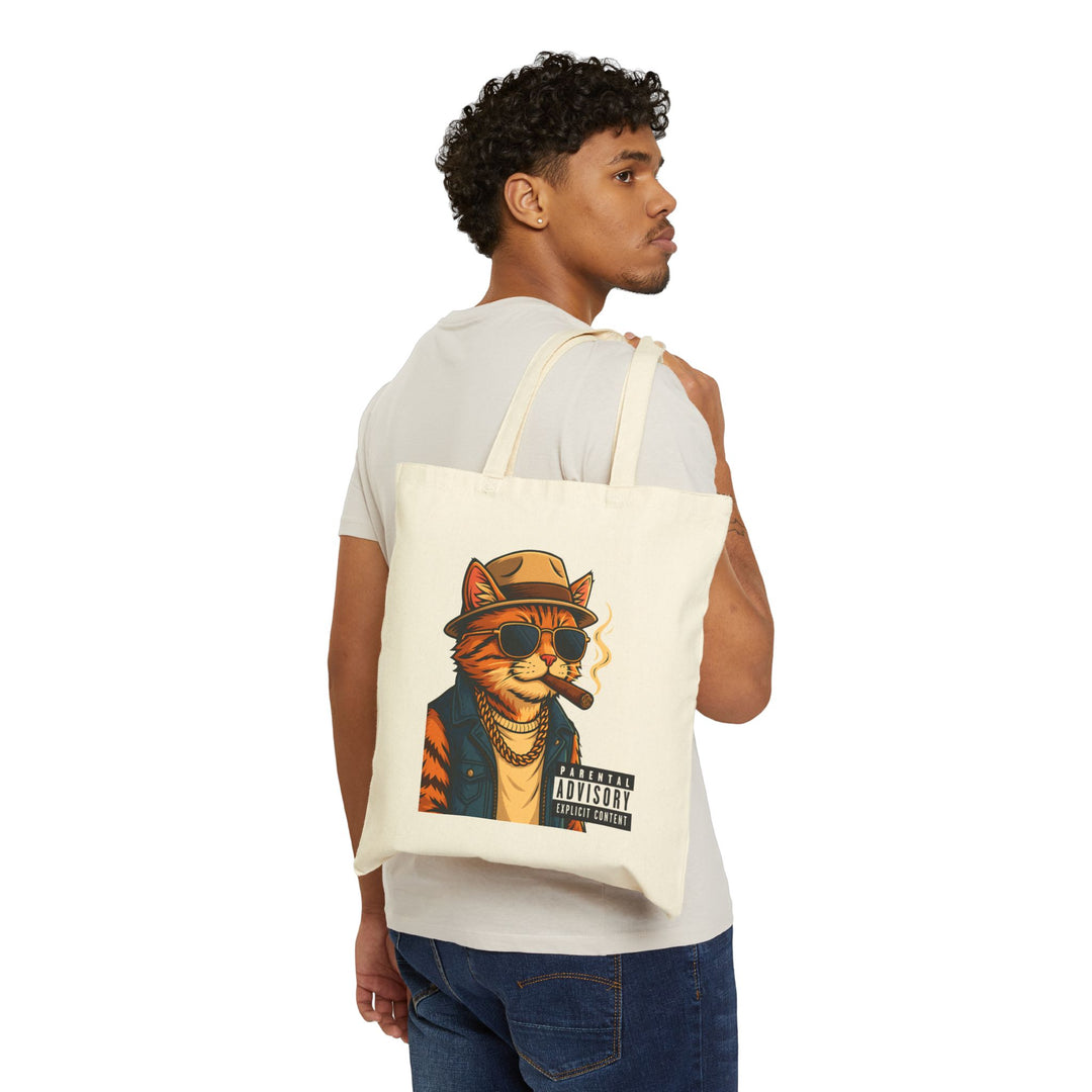 Cool Cat Tote Bag, Funky Canvas Tote, Cat Lover Gift, Eco-Friendly Shopper, Unique Animal Art Tote, Gift for Her