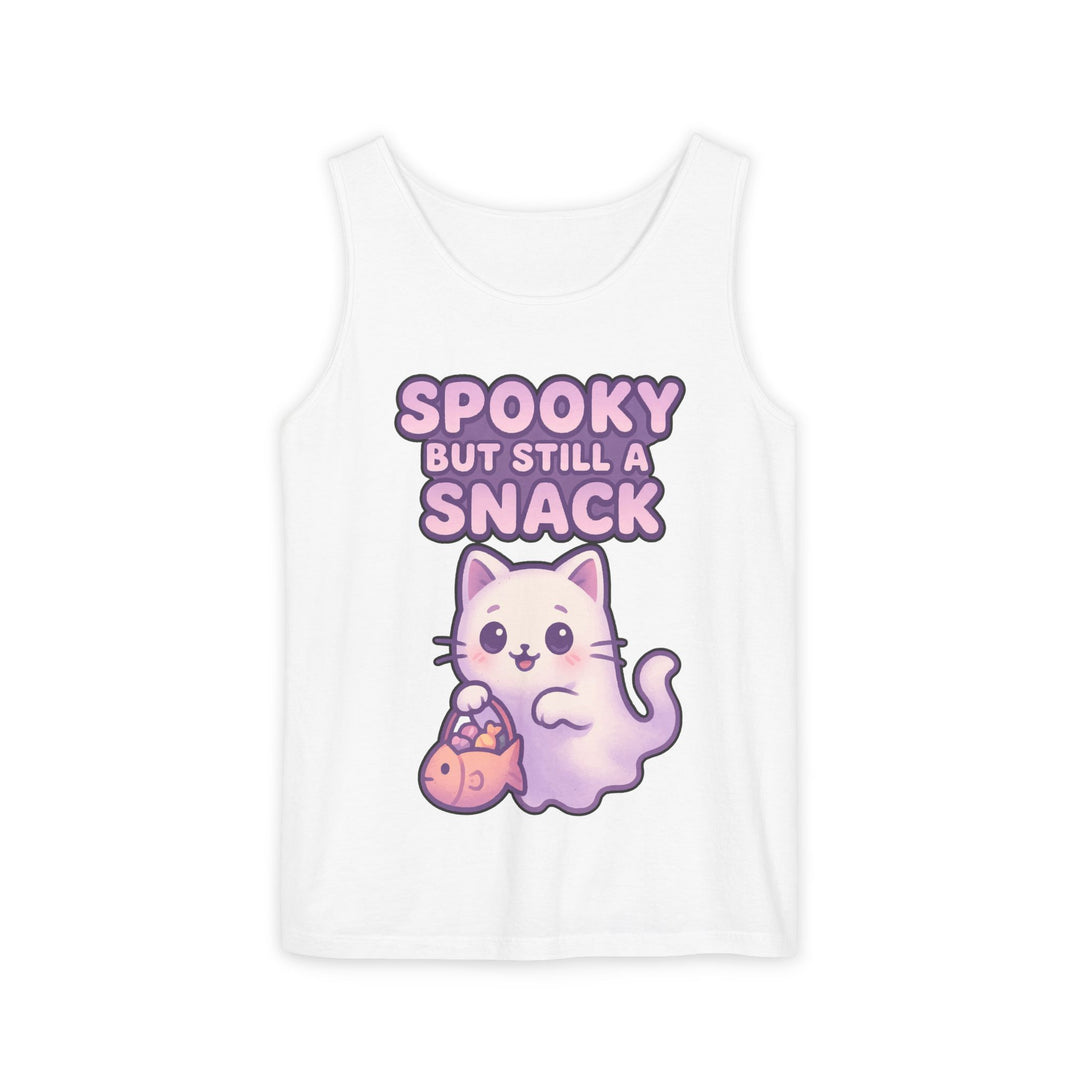 Spooky Snack Unisex Tank Top, Cute Cat Shirt, Halloween Apparel, Casual Wear, Gift for Cat Lovers, Summer Style