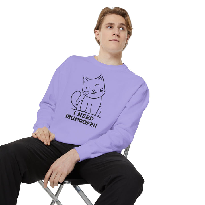 Cat-Themed Sweatshirt Featuring a Playful and Adorable Ghost Cat Holding a Candy Basket Cozy Gift for Cat Lovers Cute Animal Sweatshirt Funny Pet Apparel
