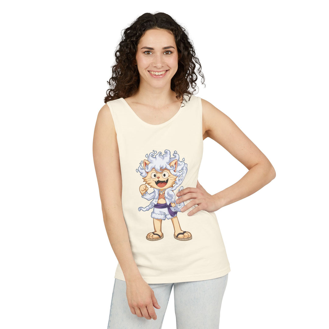 Whimsical Cat Tank Top, Unisex Funny Summer Shirt, Lightweight Graphic Top, Gift for Cat Lovers, Perfect for Beach Days, Casual Comfort Wear