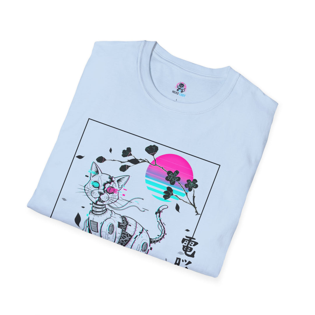 Glitchy Retro Cat-Inspired Unisex Softstyle T-Shirt