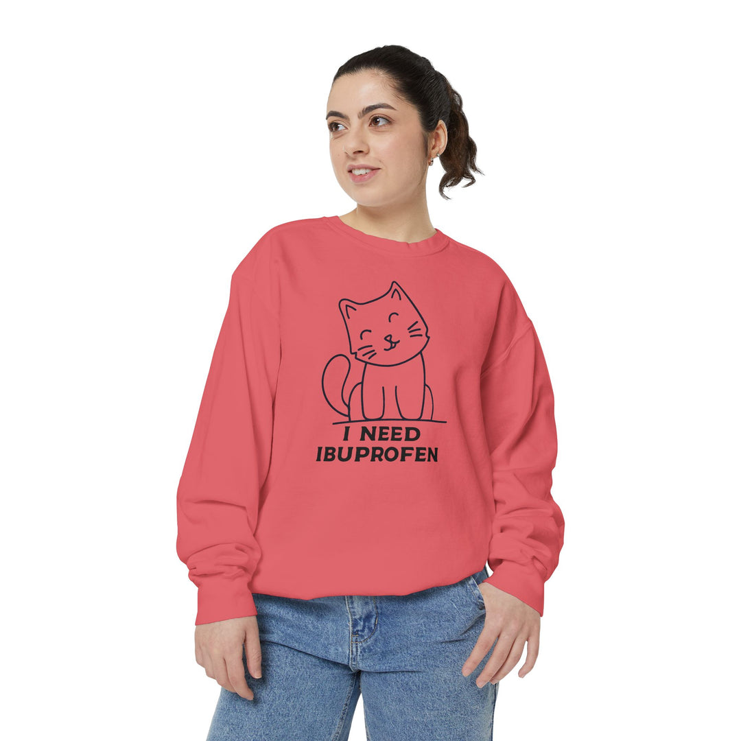 Cat-Themed Sweatshirt Featuring a Playful and Adorable Ghost Cat Holding a Candy Basket Cozy Gift for Cat Lovers Cute Animal Sweatshirt Funny Pet Apparel