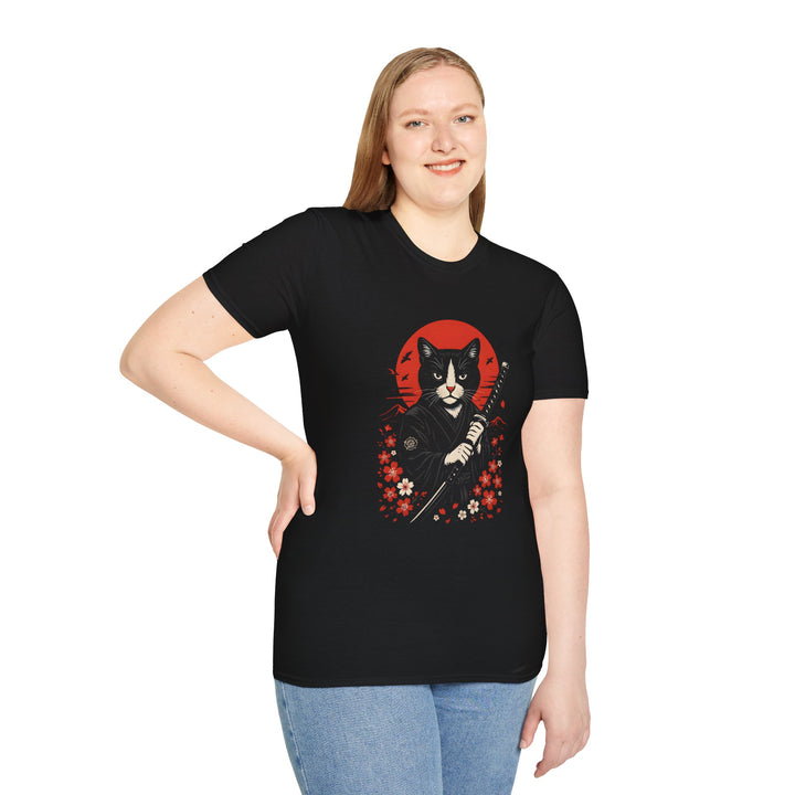 Black and White Samurai Cat Unisex T-Shirt