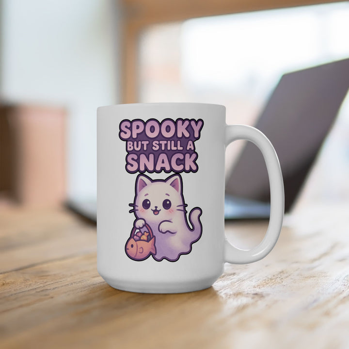 Spooky Snack Ceramic Mug - Perfect for Halloween, Coffee Lovers, Cute Gift, 11oz/15oz Mugs, Cat Lovers