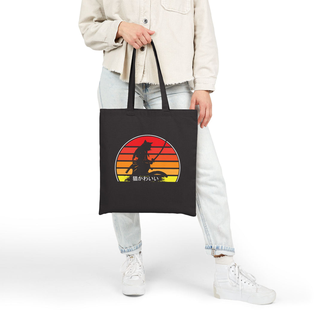 Retro Sunset Wolf Tote Bag, Eco-Friendly Shopping Bag, Gift for Animal Lovers, Beach Bag, Canvas Grocery Tote