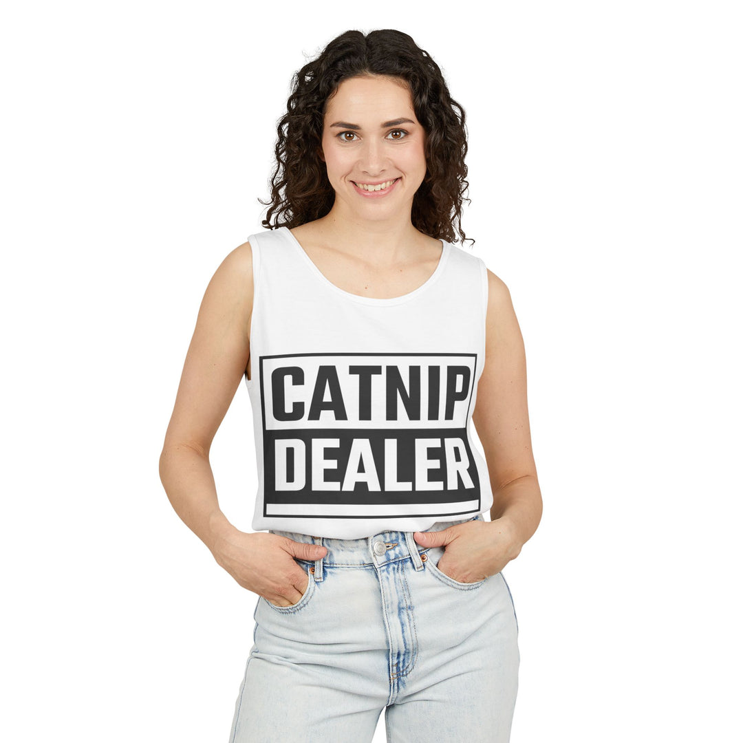 Catnip Dealer Tank Top, Funny Pet Lover Gift, Summer Sleepwear, Cat Mom Shirt, Unisex Casual Wear