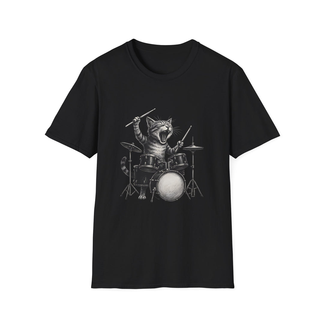 Groovy Cat Drummer Unisex Softstyle T-Shirt
