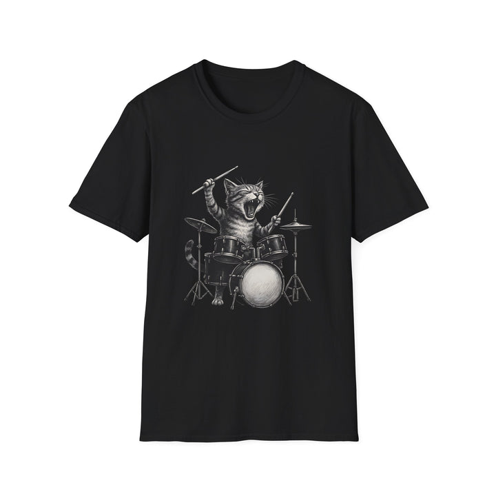 Groovy Cat Drummer Unisex Softstyle T-Shirt