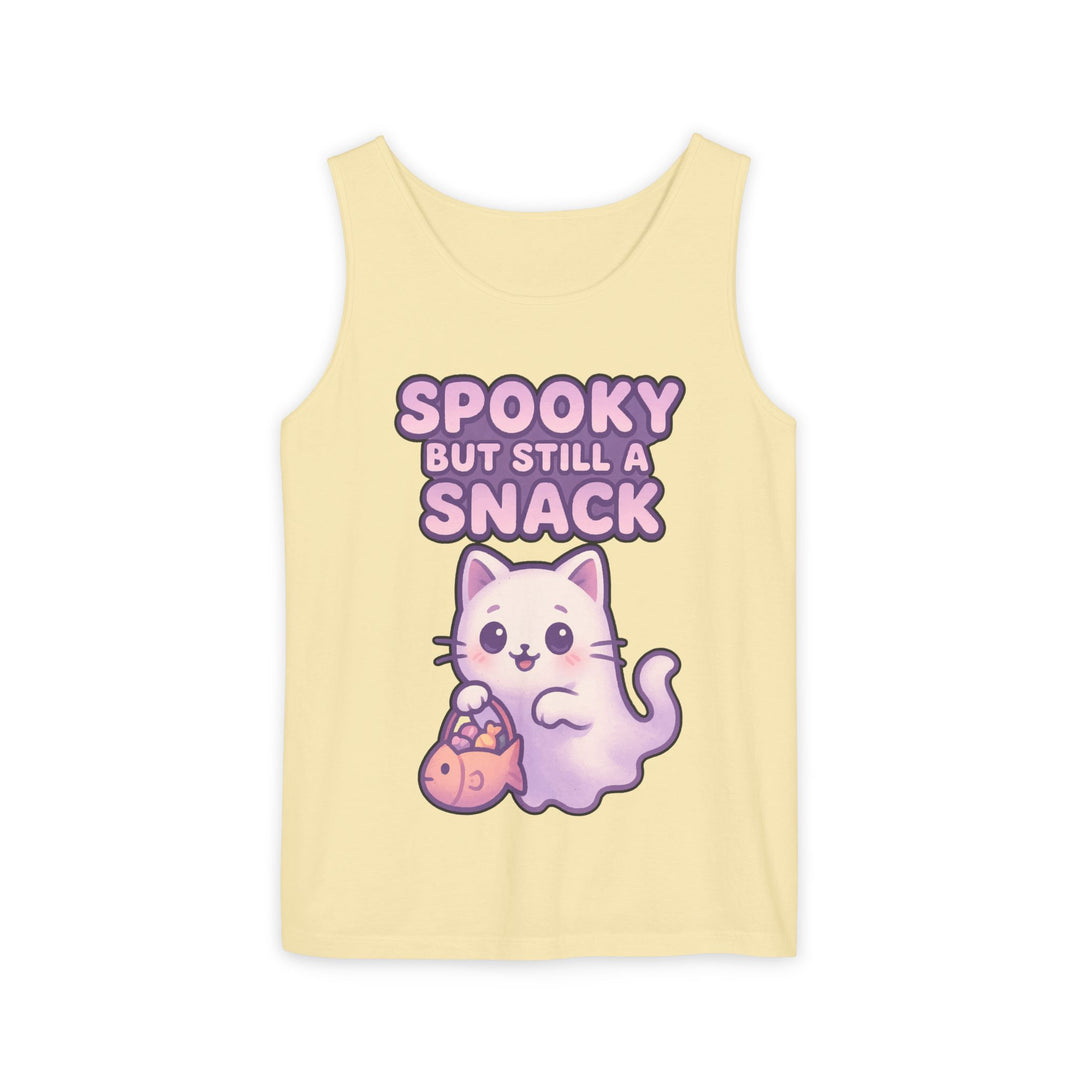 Spooky Snack Unisex Tank Top, Cute Cat Shirt, Halloween Apparel, Casual Wear, Gift for Cat Lovers, Summer Style