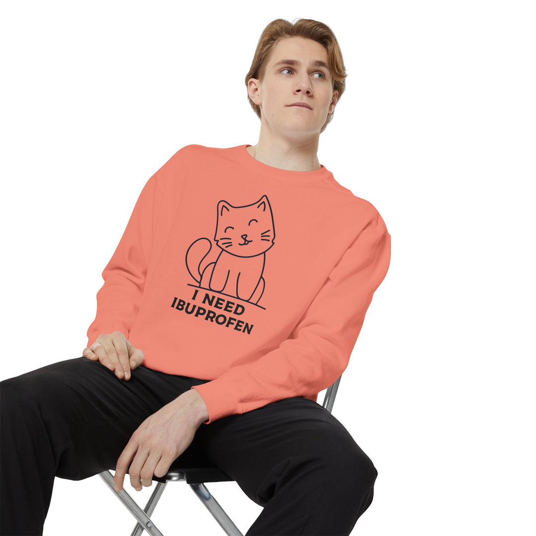 Cat-Themed Sweatshirt Featuring a Playful and Adorable Ghost Cat Holding a Candy Basket Cozy Gift for Cat Lovers Cute Animal Sweatshirt Funny Pet Apparel