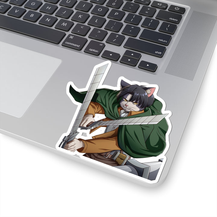 Anime-Inspired Cat Warrior Kiss-Cut Stickers, Decorative Vinyl Wall Stickers, Laptop Decals, Gifts for Otaku, Fun Party Favors