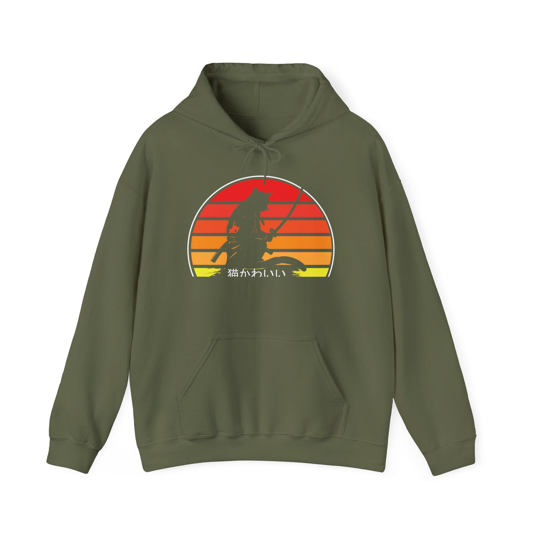 Samurai Cat Sunset Hoodie