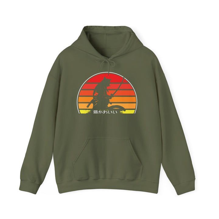 Samurai Cat Sunset Hoodie