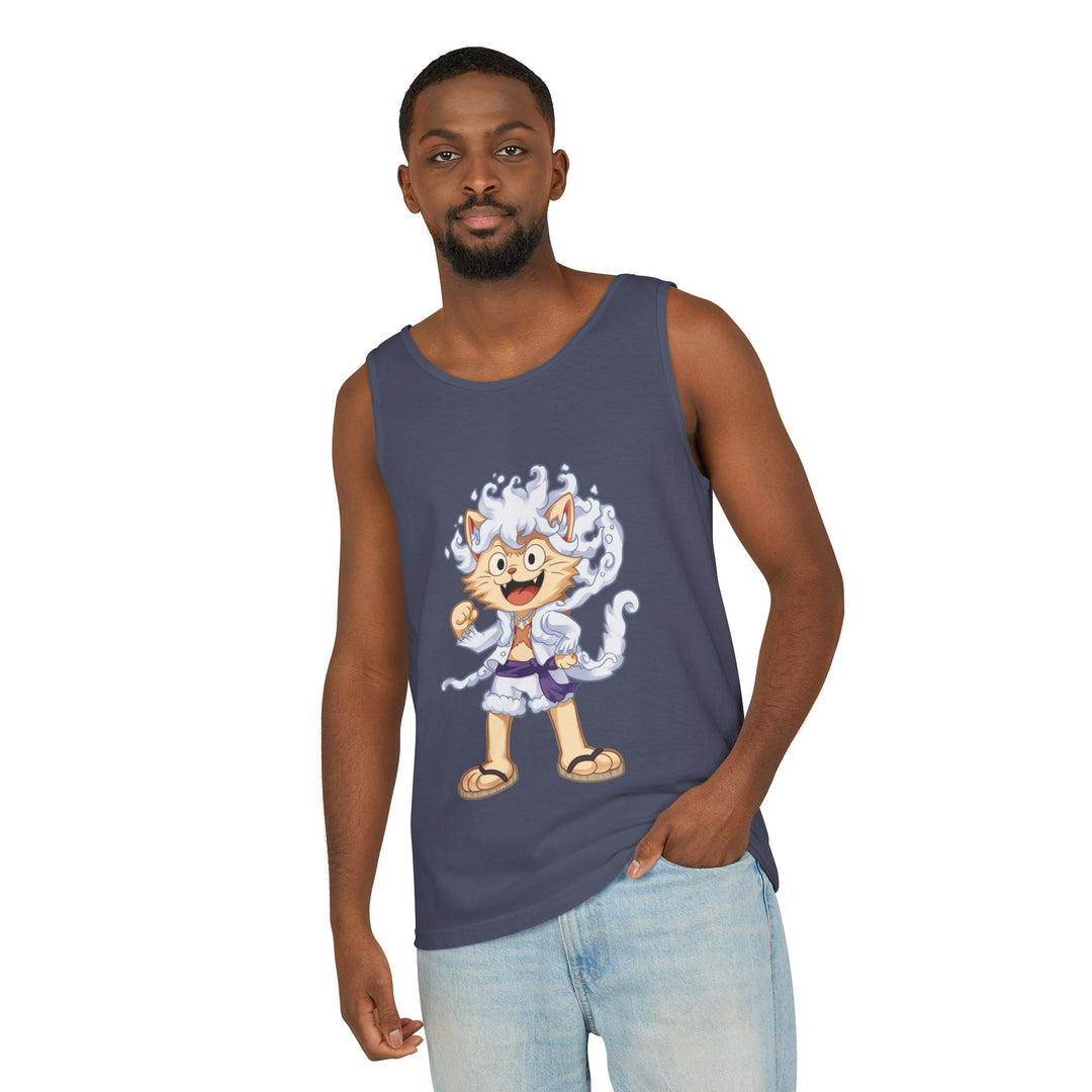 Whimsical Cat Tank Top, Unisex Funny Summer Shirt, Lightweight Graphic Top, Gift for Cat Lovers, Perfect for Beach Days, Casual Comfort Wear