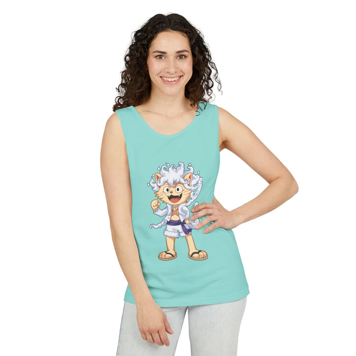 Whimsical Cat Tank Top, Unisex Funny Summer Shirt, Lightweight Graphic Top, Gift for Cat Lovers, Perfect for Beach Days, Casual Comfort Wear