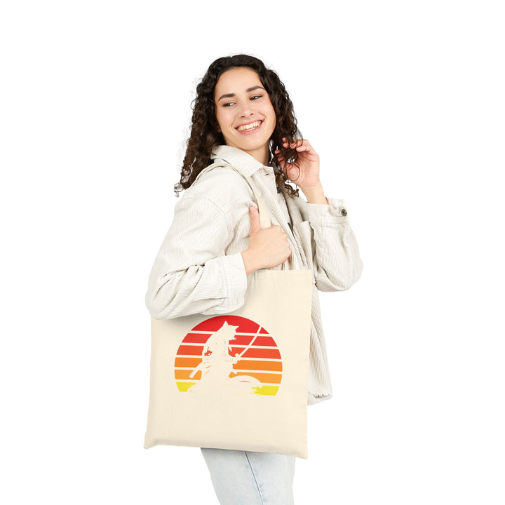 Retro Sunset Wolf Tote Bag, Eco-Friendly Shopping Bag, Gift for Animal Lovers, Beach Bag, Canvas Grocery Tote