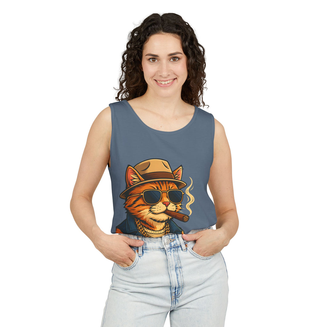 Cool Cat Unisex Tank Top - Funny Cat Graphic Tee, Summer Wear, Gift for Cat Lovers, Beach Party Essential, Casual Streetwear