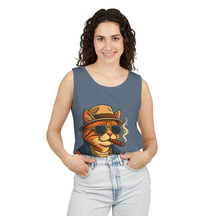 Cool Cat Unisex Tank Top - Funny Cat Graphic Tee, Summer Wear, Gift for Cat Lovers, Beach Party Essential, Casual Streetwear