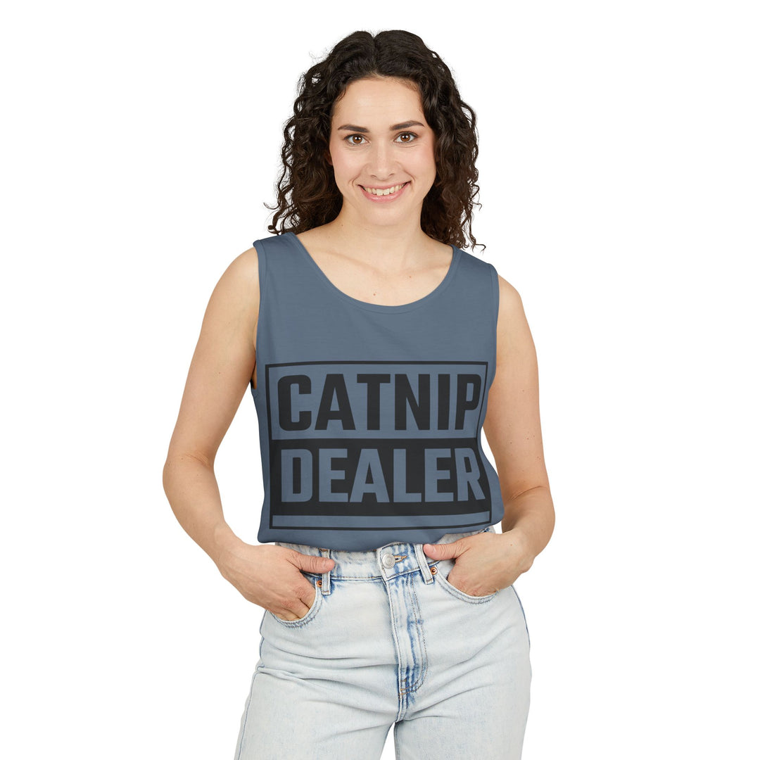 Catnip Dealer Tank Top, Funny Pet Lover Gift, Summer Sleepwear, Cat Mom Shirt, Unisex Casual Wear
