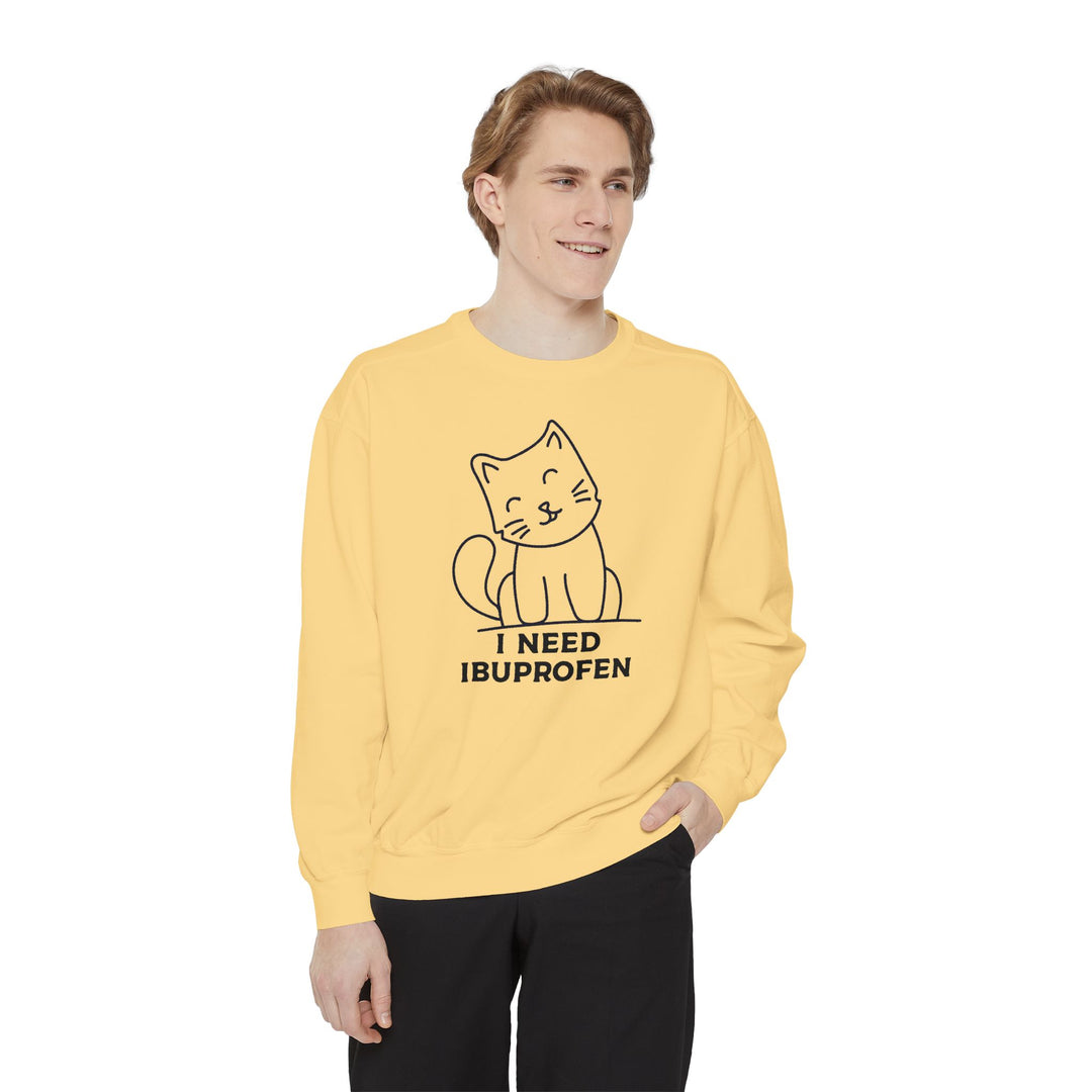 Cat-Themed Sweatshirt Featuring a Playful and Adorable Ghost Cat Holding a Candy Basket Cozy Gift for Cat Lovers Cute Animal Sweatshirt Funny Pet Apparel