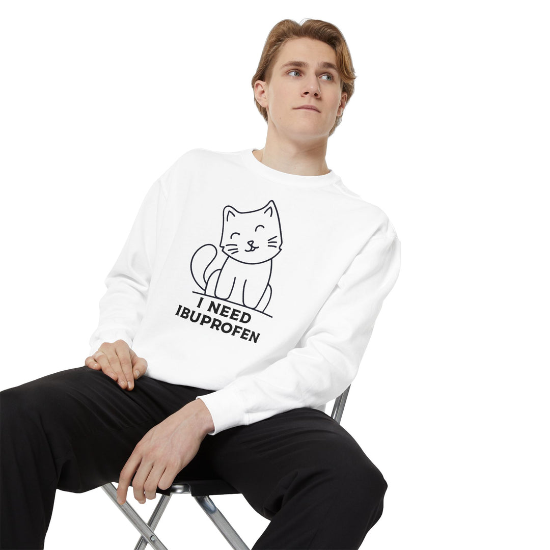 Cat-Themed Sweatshirt Featuring a Playful and Adorable Ghost Cat Holding a Candy Basket Cozy Gift for Cat Lovers Cute Animal Sweatshirt Funny Pet Apparel
