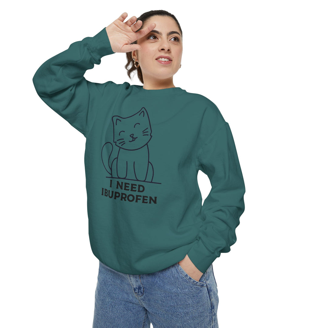 Cat-Themed Sweatshirt Featuring a Playful and Adorable Ghost Cat Holding a Candy Basket Cozy Gift for Cat Lovers Cute Animal Sweatshirt Funny Pet Apparel