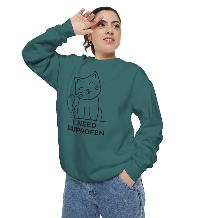 Cat-Themed Sweatshirt Featuring a Playful and Adorable Ghost Cat Holding a Candy Basket Cozy Gift for Cat Lovers Cute Animal Sweatshirt Funny Pet Apparel