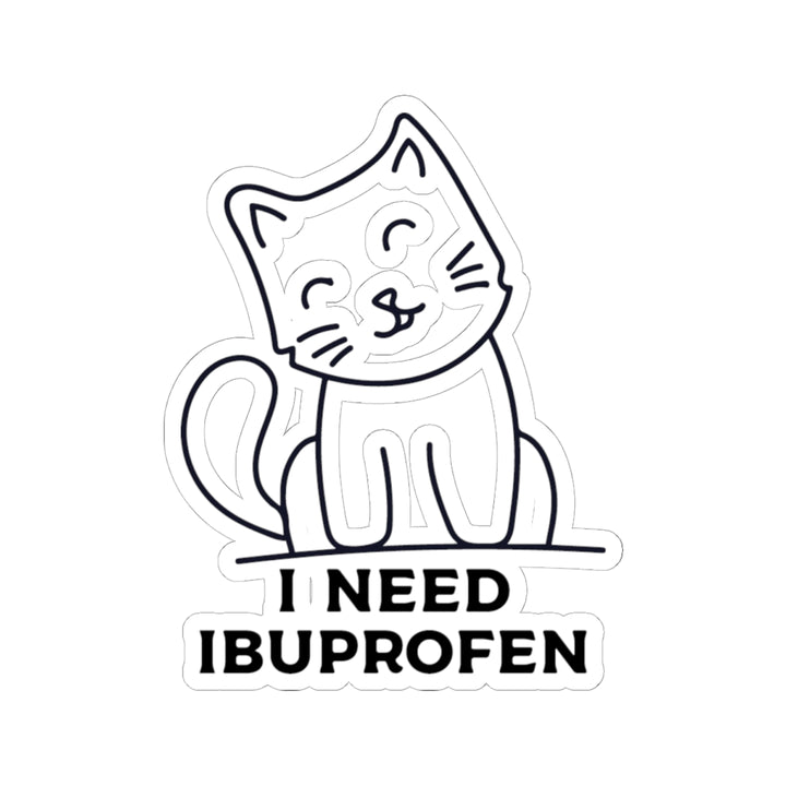Cute Cat Ibuprofen Kiss-Cut Stickers, Fun Pet Lover Decal, Gift for Cat Owners, Laptop, Water Bottles, School Supplies