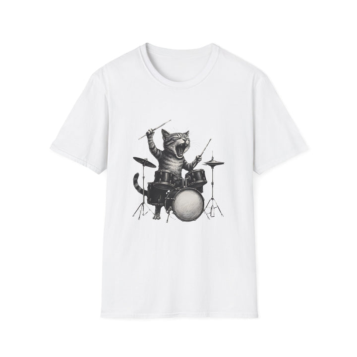 Groovy Cat Drummer Unisex Softstyle T-Shirt