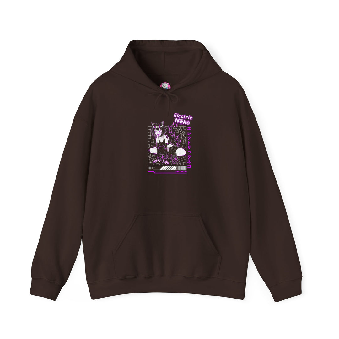 Electric Retro Vibe Hoodie, Unisex Heavy Blend Sweatshirt, Streetwear Pullover, Cozy Gift for Dog Lovers, Casual Style for Fall