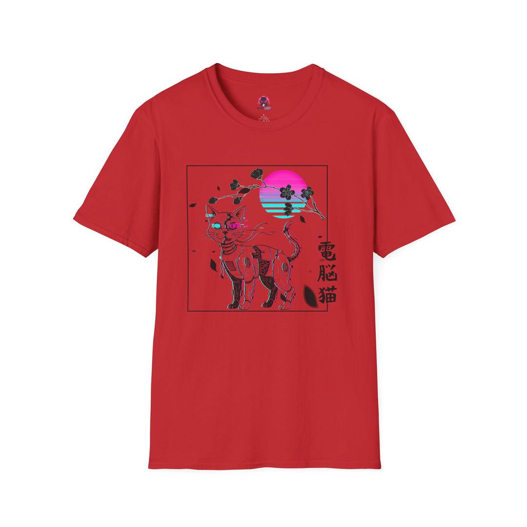 Glitchy Retro Cat-Inspired Unisex Softstyle T-Shirt