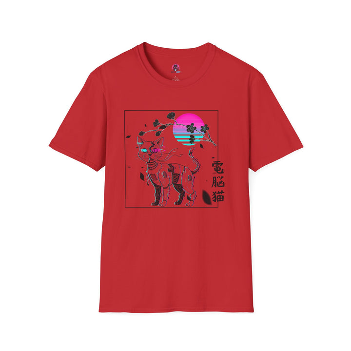 Glitchy Retro Cat-Inspired Unisex Softstyle T-Shirt