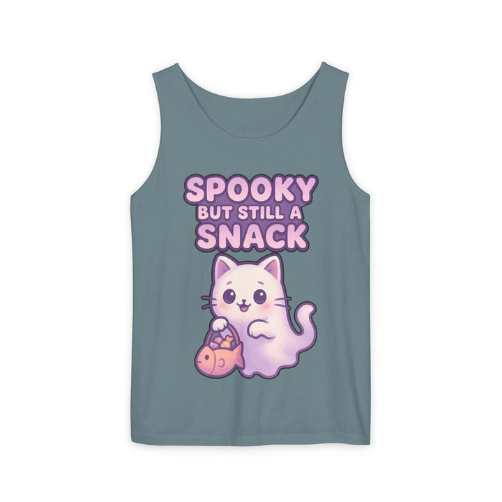 Spooky Snack Unisex Tank Top, Cute Cat Shirt, Halloween Apparel, Casual Wear, Gift for Cat Lovers, Summer Style